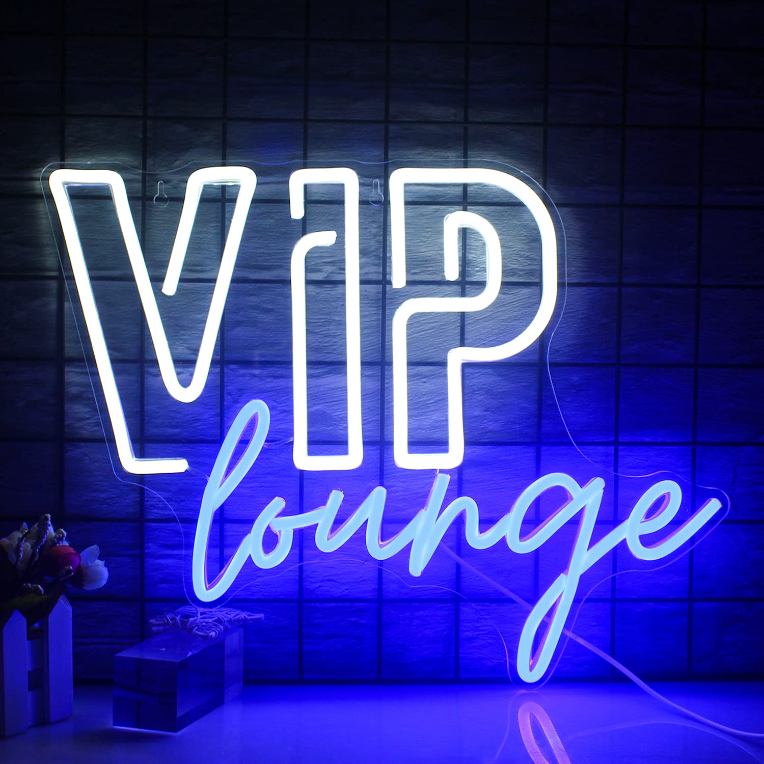 VIP Lounge Neon Signs for Wall Decor LED Neon Light for Room Decor VIP Light up Sign with USB Powered for Home Decor,Hotel,Club,Cafe,Bar,Office,Shopping Mall (white&blue) — image 1