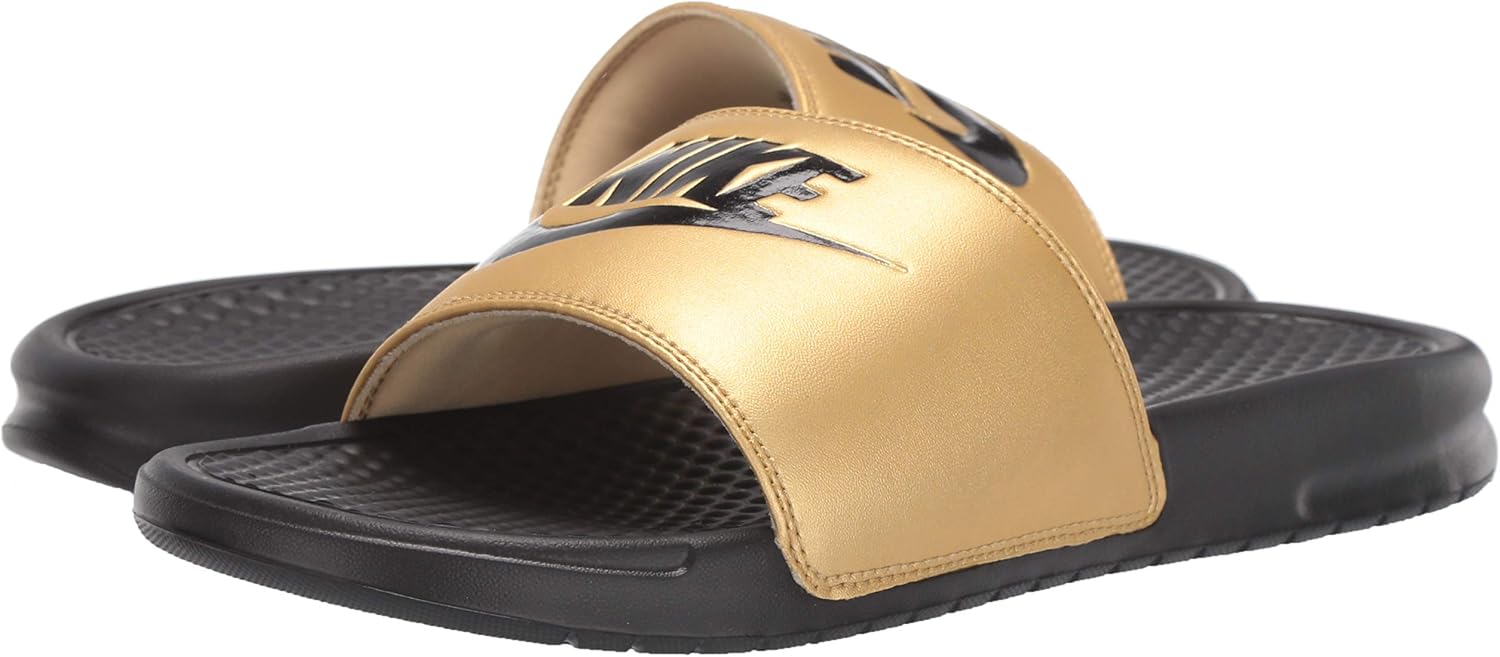 nike benassi slides purple and gold