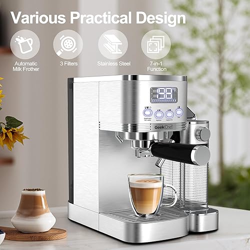 Geek Chef Espresso and Cappuccino Machine with Automatic Milk