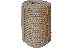 ILIKEEC 8mm Jute Rope, 164 Feet Braided Heavy Duty Twine, Natural Thick Jute Twine Rope for Cat Scratch Post, Craft,DIY Artwork, Bundling, Home Decor, Gardening Applications (8MM 164FT)
