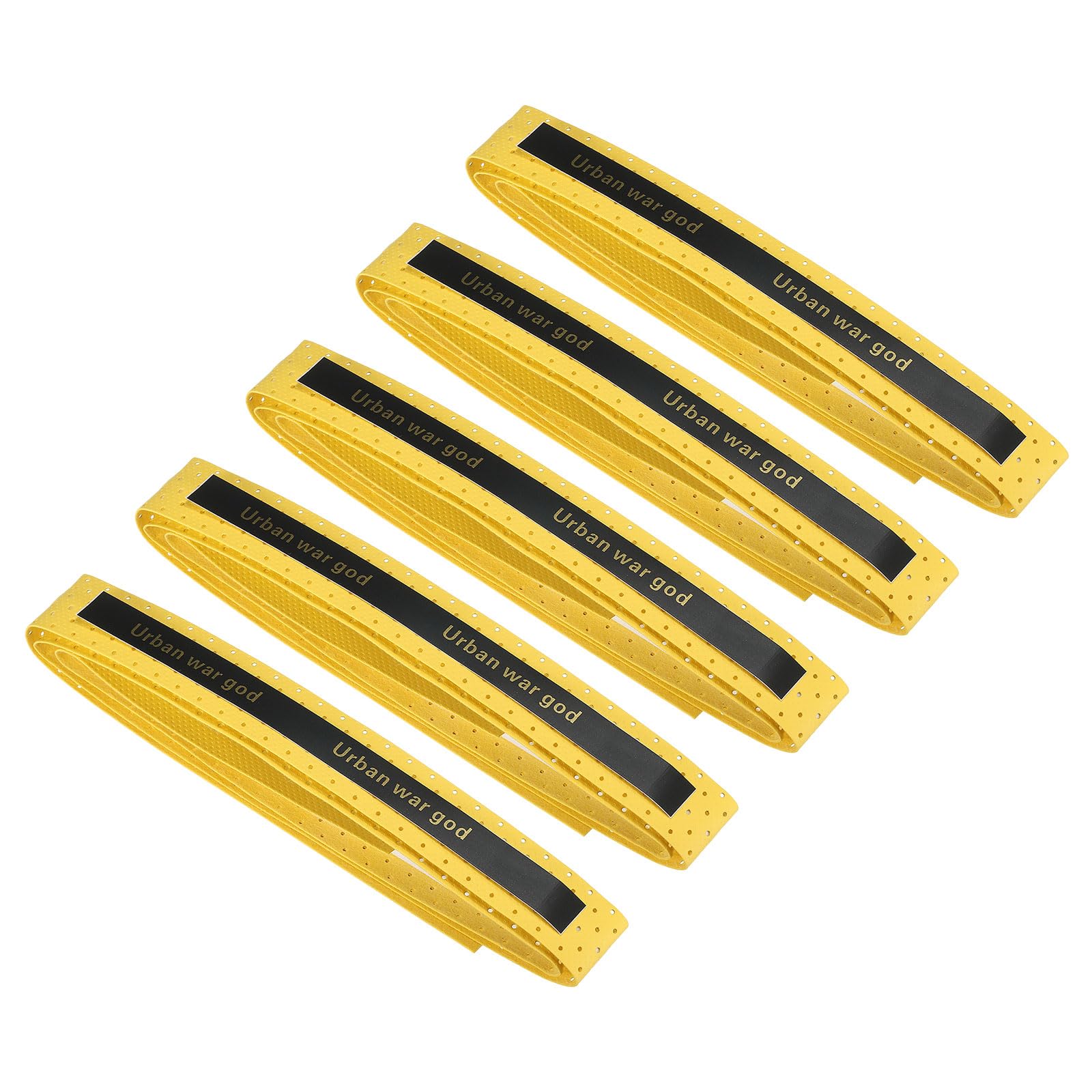 PATIKIL 43.3" Tennis Racket Grip Tape, 5 Pack Anti Slip PU Badminton Overgrip New Racquet Grip Absorbs Sweat Dots Tape with Raised Ridges for Baseball Pickleball Paddle, Yellow
