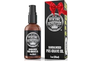 Viking Revolution Sandalwood Pre-Shave Oil for Men - Smooth, Irritation-Free Shave, 1 Fl Oz - All Skin Types