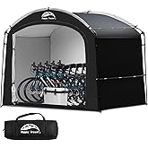 Happy Travel Bike Storage Shed Tent, Waterproof Portable Bicycle Cover with 30% More Top Storage Space for 2/3/4/5 Bikes,Clips Easy Setup Outdoor Sheds Shelter for Motorcycle, Garden Tools, Lawn Mower