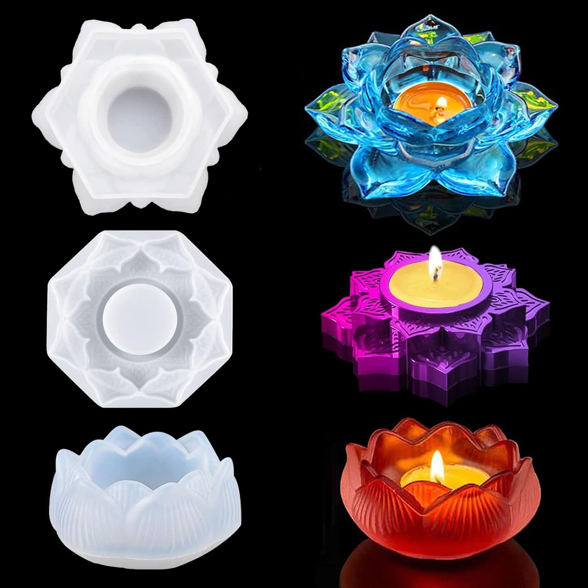 Candle Holder Epoxy Resin Silicone Moulds Set, 3 Pieces Resin Silicone Moulds Casting Mould for DIY Candle Holder Art Home Decoration