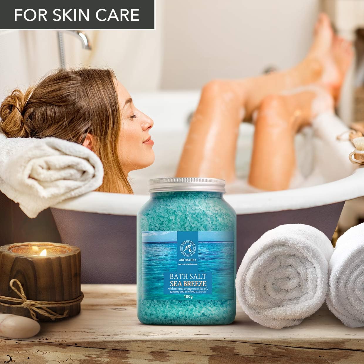 AROMATIKA Sea Breeze Bath Salts, 1300 g, Aromatherapy Bath Soak for Good Sleep Relaxing & Calming Bath - Image 5