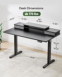 Marsail Monitor Standing Desk with Storage, 48