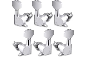 Holmer Sealed String Tuning Pegs Tuning Machines Grover Machine Heads Tuners Tuning Keys 3 Left 3 Right for Acoustic Guitar or Electric Guitar Chrome.