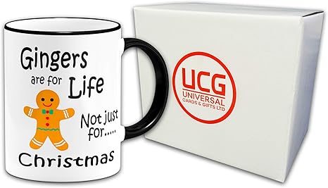 Gingers Are For Life Not Just For Christmas Funny Mug Black Handle Amazon Co Uk Garden Outdoors