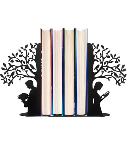 Metal Deer Bookends Pair - Black, Nonskid Base, 4.33x3.94x6.69 Inches, Decorative Shelf Holders For Books
