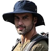 Men's Sun Hat Outdoor UPF50+ Mesh Wide Brim Bucket Safari Cap Foldable Waterproof Boonie Fishing Hats