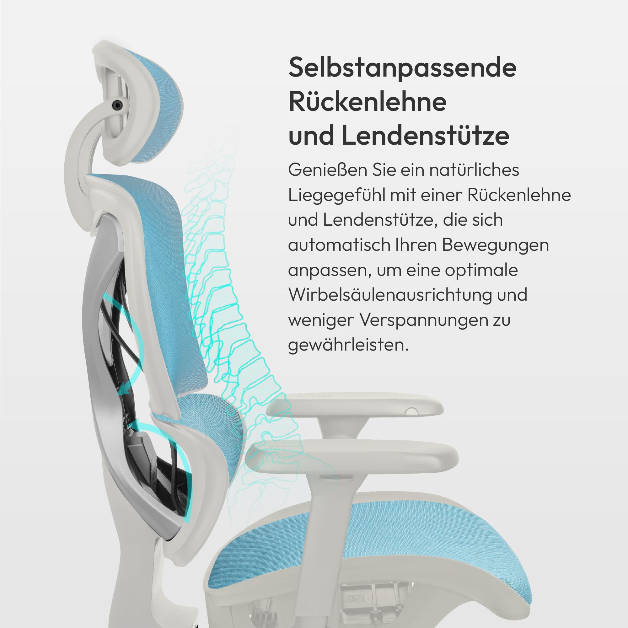 ThunderX3 XTC Mesh Schwarz/Blau | Ergonomischer Bürostuhl – Verstellbarer Schreibtischstuhl mit hoher Rückenlehne, Synchronmechanik & automatischer Lendenstütze – Gaming-Stuhl für Erwachsene 3