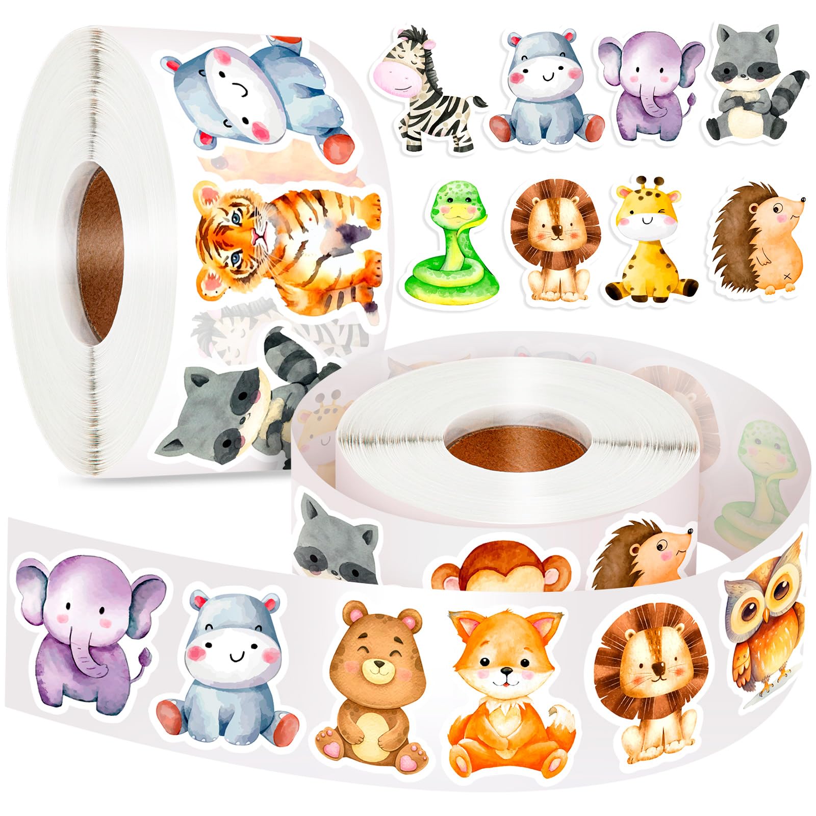 Photo 1 of 1200 Pcs Animal Stickers for Kids 2 Roll Nature Stickers Cute Roll Sticker Bulk for Teacher Reward School Supplies Incentives (16 Styles)