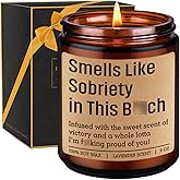 GSPY Smells Like Sobriety Candle - Sobriety Gifts for Women, Men - 2 Year Anniversary, 1 Year Sober Gifts Ideas - Funny Birthday, Sober Celebration, Recovery, Proud of You Present for Her, Him