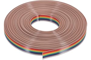 MECCANIXITY 1 Pcs 9 Pin Flat Rainbow Ribbon Cable 30 Ft 1.27mm Pitch Breadboard Jumper Wires for Electronic Projects
