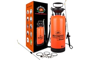 Upgraded 2024 Model 8L Garden Sprayer with Telescopic Metal Lance, Shoulder Strap, and Heavy-Duty Hand Pump for Lawn Care, We