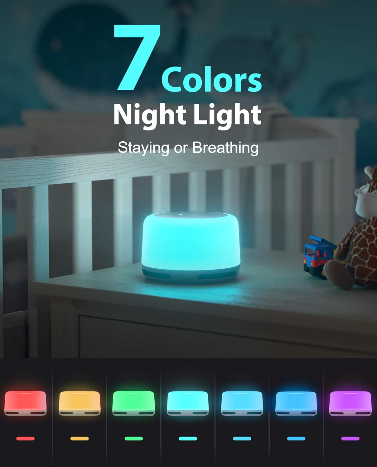 Anescra White Noise Machine with 24 Hi-Fi Soothing Sounds, Night Light and Timer, Built-in Rechargeable Battery, Portable Sleep Sound Machine for Baby, Adult, Home, Office, Travel and Sound Therapy: Health & Personal Care
