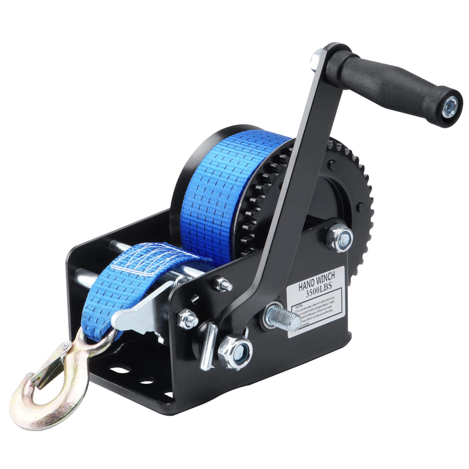 Photo 1 of Boat Trailer Winch Hand Winch 3500lbs Heavy Duty Hook with 33ft (10m) Polyester Strap Hand Crank Winch, Two Way Ratchet Boat Winch for Trailer Truck ATV Boat