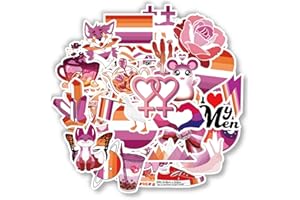 60 PCS Lesbian Pride Flag Sticker,Sunset Rainbow LGBT Decal,LGBTQ Sign For Car Bumper Window Laptop
