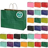 BLEWINDZ 70Pcs Large Paper Bags with Handles, 16x6x12 Inches Multicolor Paper Shopping Bags for Small Business, Large Kraft Gift Bag Bulk for Grocery Mechandise Retail (10 Colors)