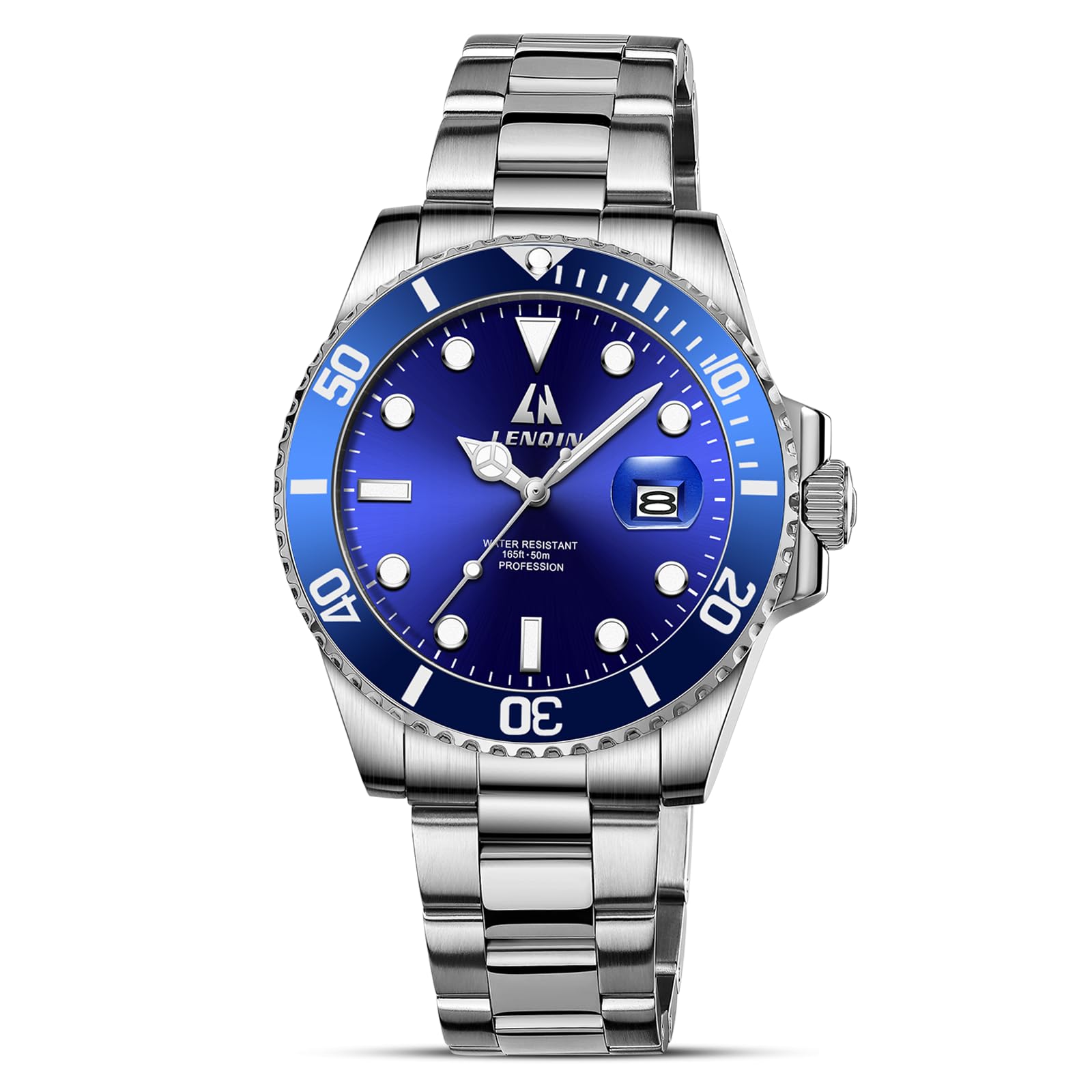 LN LENQIN Herrenuhren Wasserdicht Edelstahlband Uhr für Männer Quarz Analog Uhren Herren Luxus Armbanduhren