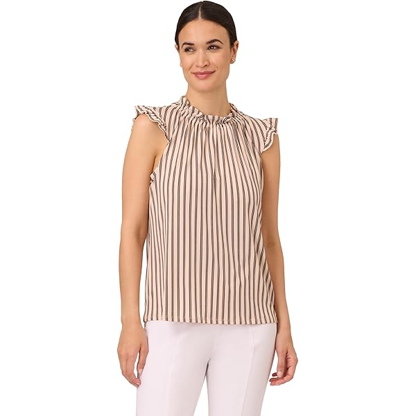 Adrianna Papell Women's Printed Petal Sleeve Knit TOP