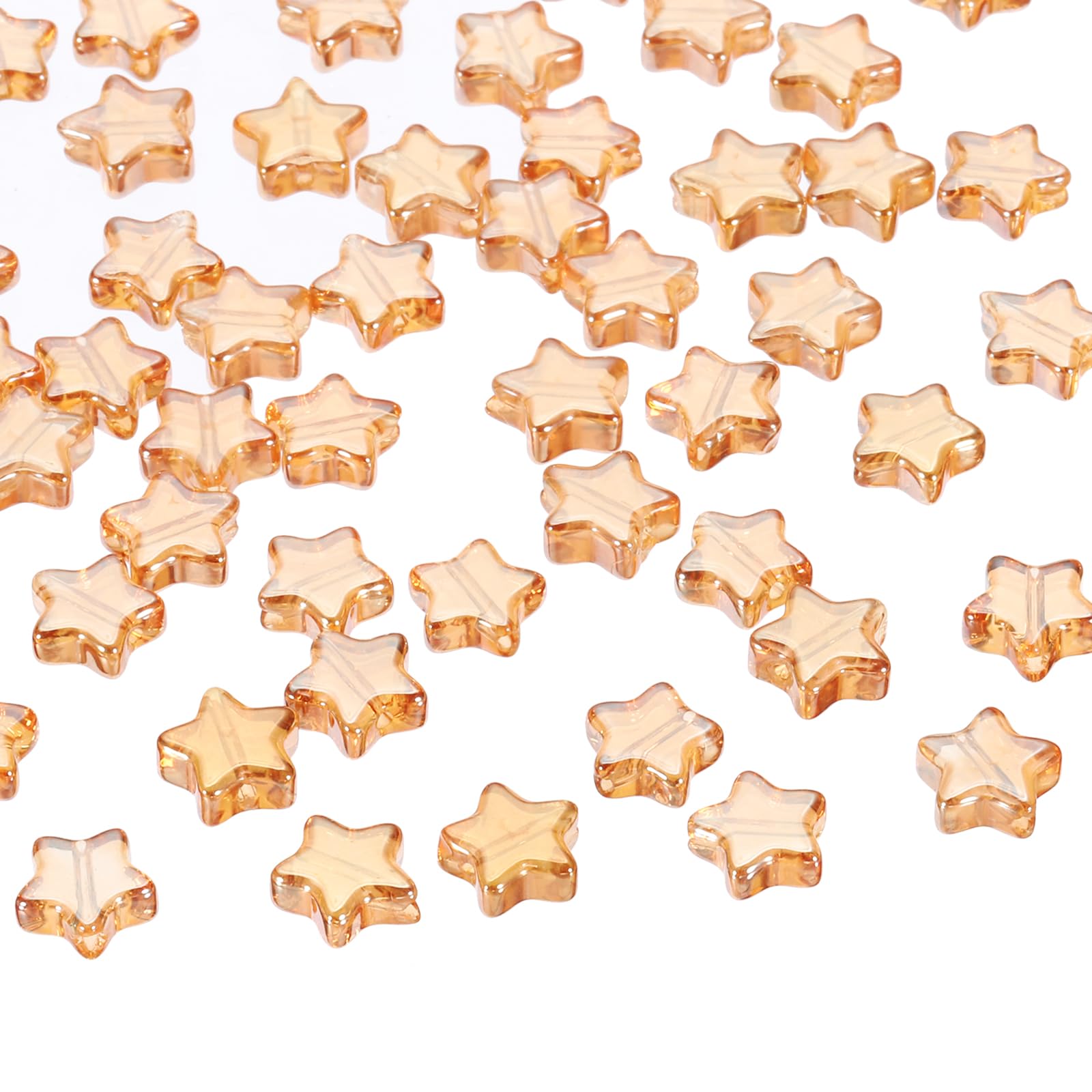 PATIKIL 8mm Crystal Star Beads, 100 Pcs Star Bead Glass Spacers Bead Star Shaped Charm Pendants for Jewelry Making Bracelet Necklace DIY Crafts, Amber Gold