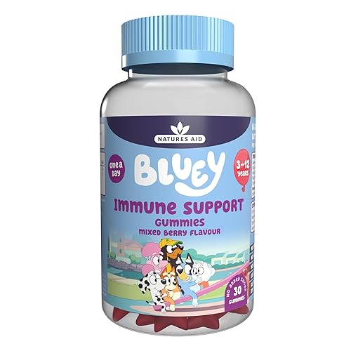 Bluey Kids Immune Support Gummies - Vitamin C, Zinc & Elderberry to Support Immunity and Immune System - Mixed Berry, No Added Sugar, Vegan, Gluten Free - 30 Gummys for Children Ages 3-12