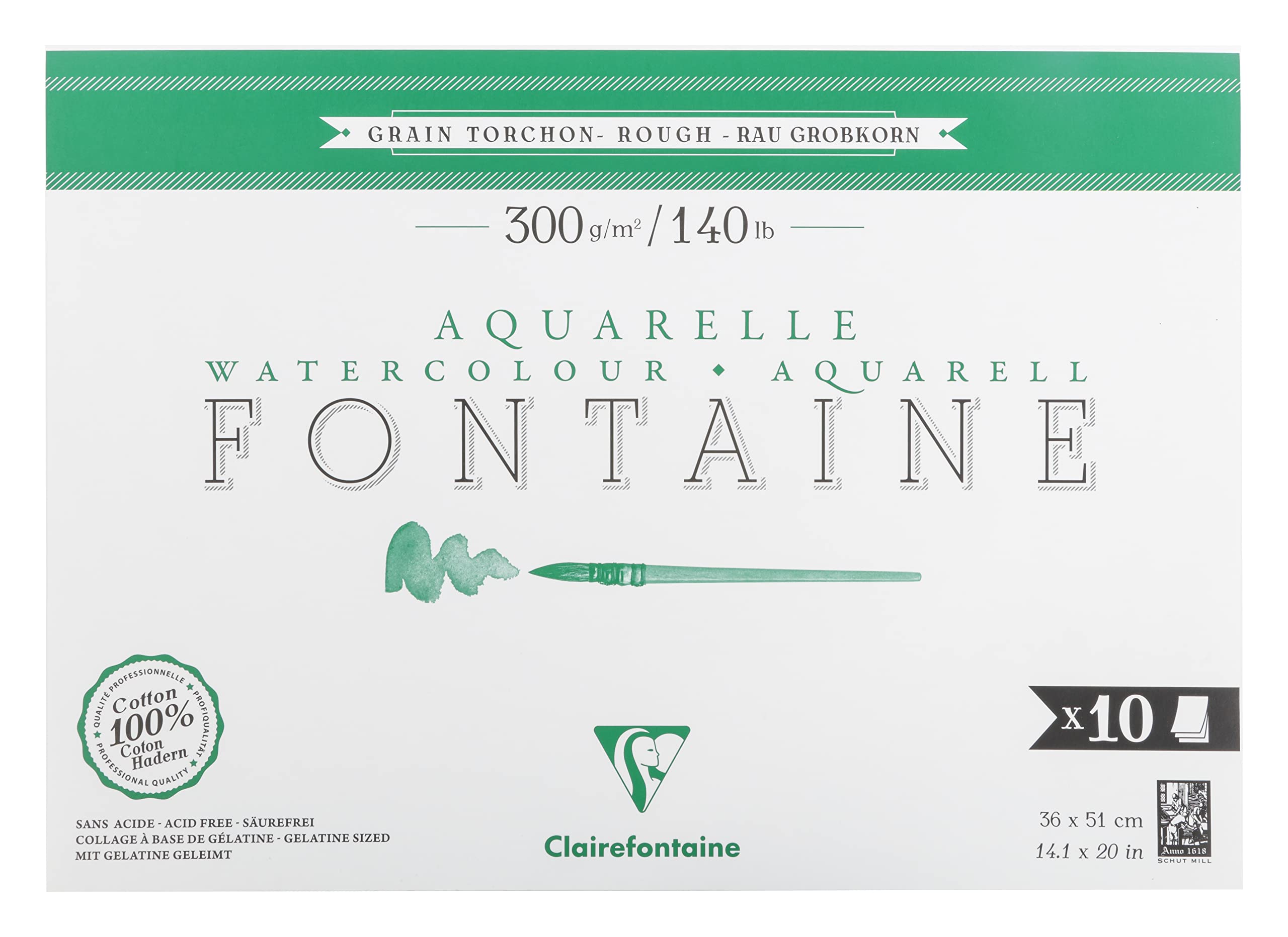 Bloc Fontaine Grain Torchon 36x51cm 10 feuilles Collé 1 côté 300g
