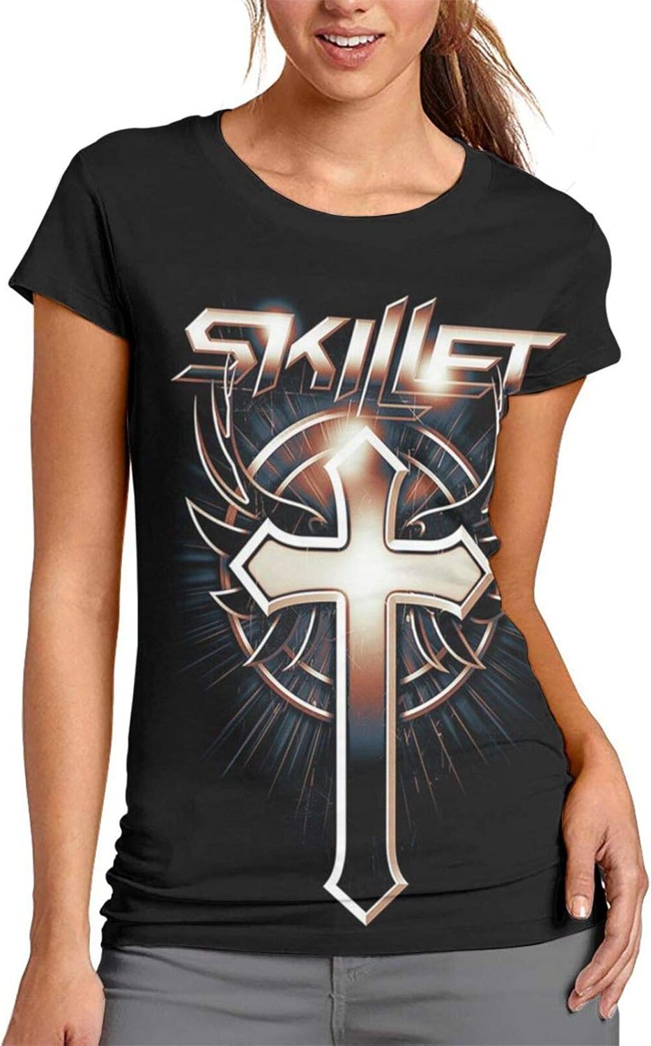 Skillet Band Shirts Womens 3D Printed Design Short Sleeve Shirts Tops