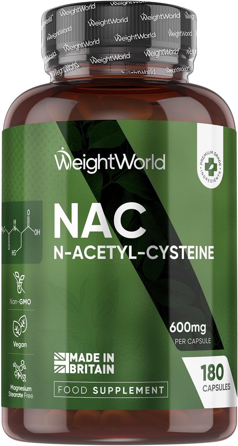 WeightWorld NAC N-Acetyl-Cysteine 600mg 180 Capsules Vegan Gluten-Free