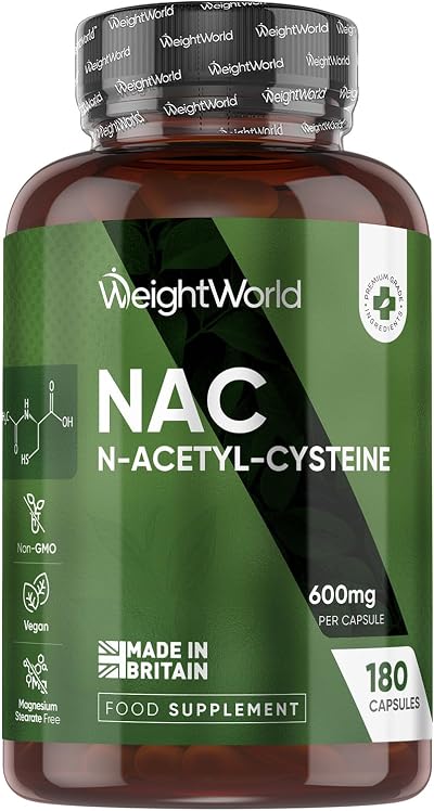 WeightWorld NAC N-Acetyl-Cysteine 600mg 180 Capsules Vegan Gluten-Free