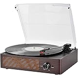 Vinyl Record Player Bluetooth Belt-Driven 3-Speed Turntable, Vintage Retro Record Players Built-in Stereo Speakers, with Head