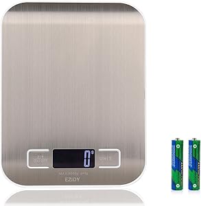 High Precision Measurement Accuracy Stainless Steel Digital Kitchen Scale Heavy Duty Touch Sensitive Electronic Food/Lab Scale Range From 0.05oz (1g) to 11lbs 5kg (Batteries Included)