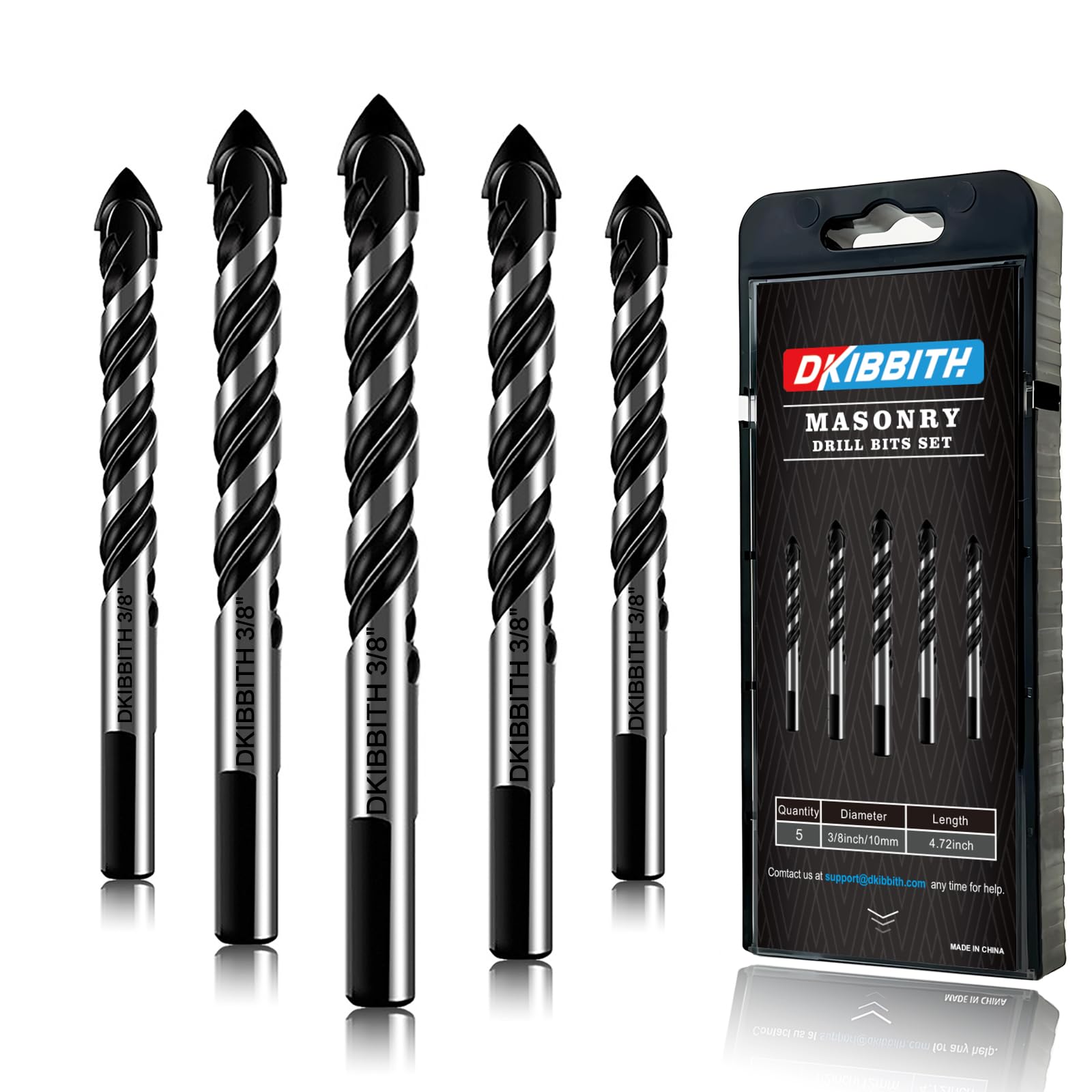 5-Piece 3/8“ Masonry Drill Bits for Tile Glass