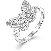 STARCHENIE Butterfly Ring for Women 925 Sterling Silver Butterfly Jewelry Rings Size 5-10