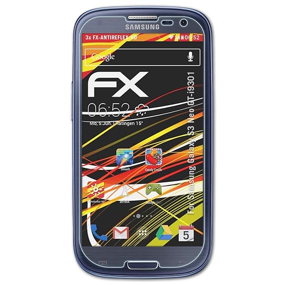 atFolix Schutzfolie kompatibel mit Samsung Galaxy S3 Neo GT-i9301 Displayschutzfolie, HD-Entspiegelung FX Folie (3X)