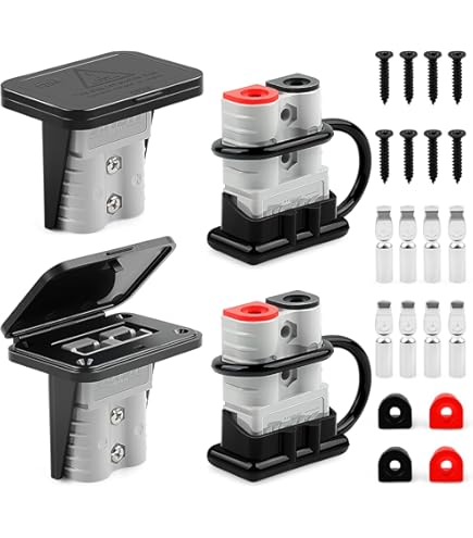 Battery Terminal Connectors 2PCS 50 Amp Battery Quick Connect/Disconnect Connectors - SB50 Anderson Plugs With Mounting Panel For RV/Truck/Winch Winch Power Disconnect