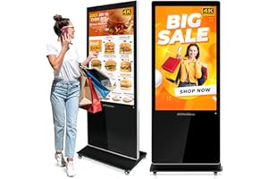 AYSTekMann 55 inch Digital Signage Displays, 4K LCD Capacitive Touch Screen Floor Standing Digital Signage, Indoor Digital Adverstising Kiosks with HDMI Input, Android 11(2+32GB)