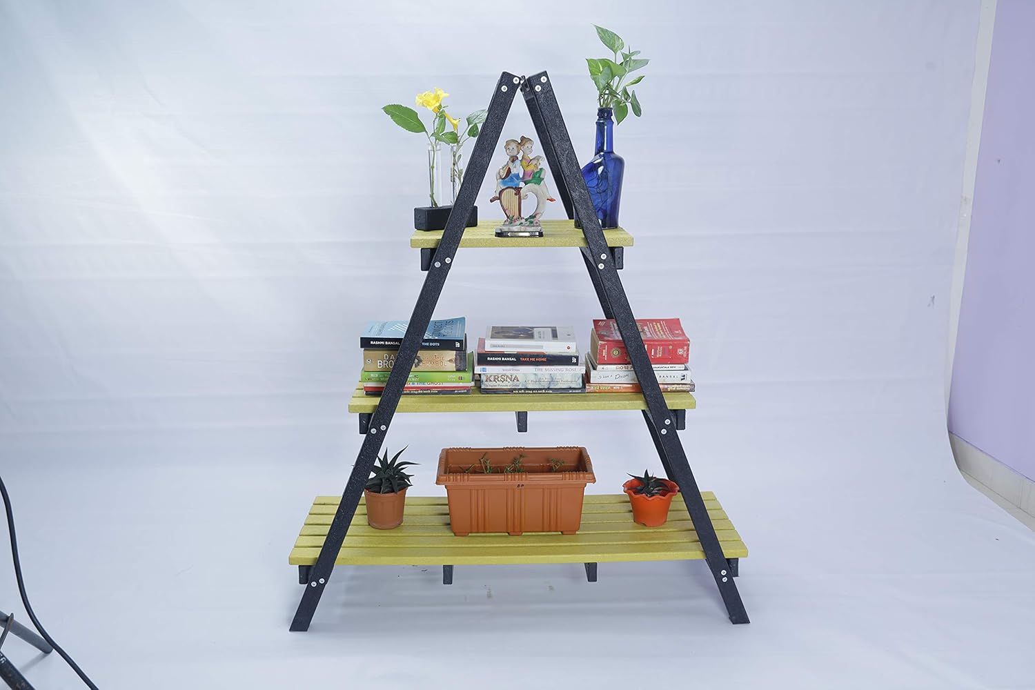 Econiture Triangular Home Cube Multipurpose Kitchen Shelf Yellow Color
