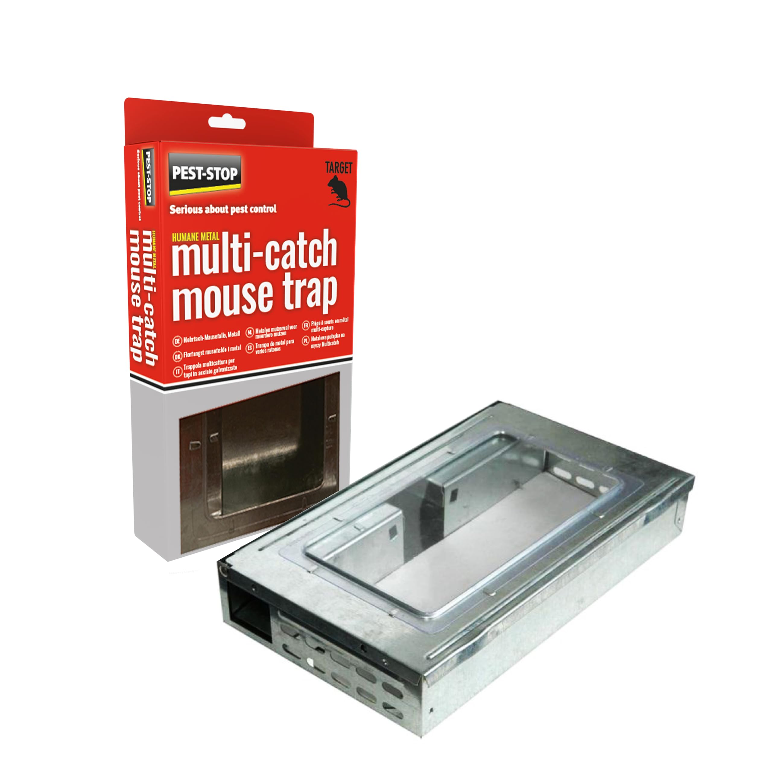 Pest-Stop Multi Catch Metal Humane Mouse Trap - Traps for Indoors and Outdoors - Galvanised Steel Durable Reusable Traps - Easy and Safe to Use in Home and Garden - 1 Trap catches up to 10 mice