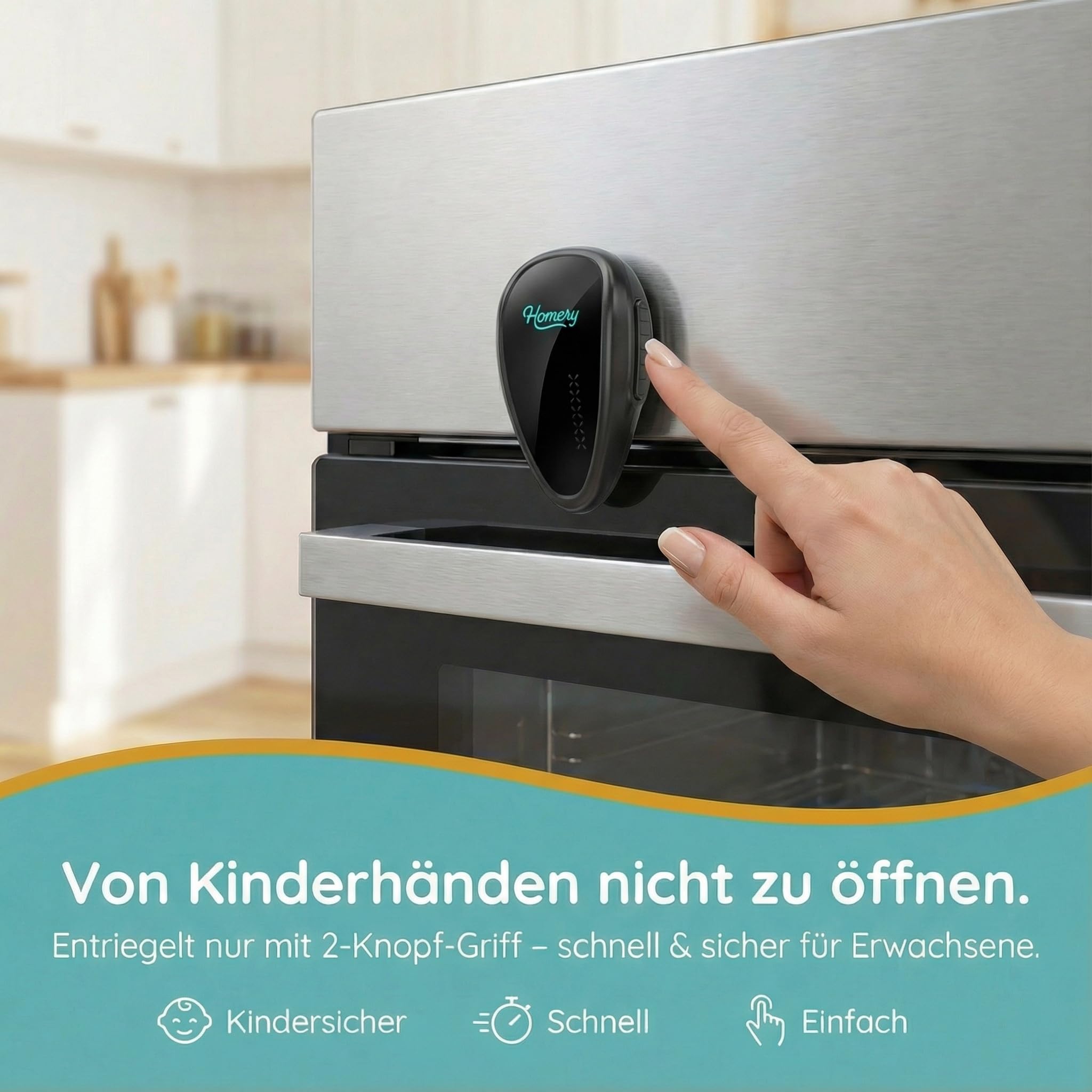 Backofen Kindersicherung [2 Stück] Ofen Kindersicherung Herd, hitzebeständige Backofentür Sicherung zum Kleben – Backofen Sicherung Baby, Herdschutz Kinder, rückstandslos entfernen 3