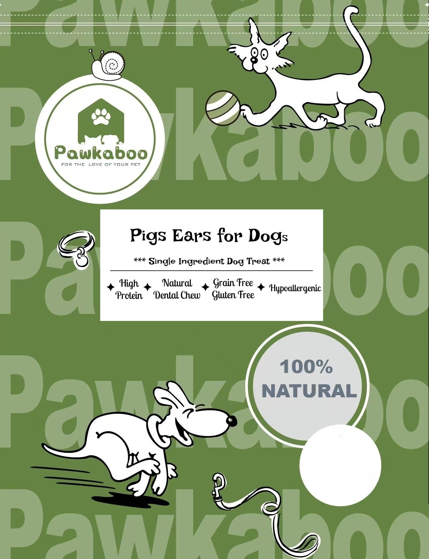 Pawkaboo Natural Dog Treat - Premium Quality Pigs Ears for Dogs - Small to Extra Large size - 100% Natural Dog Treat Chew Snacks (Medium to Large (10 Pack）)