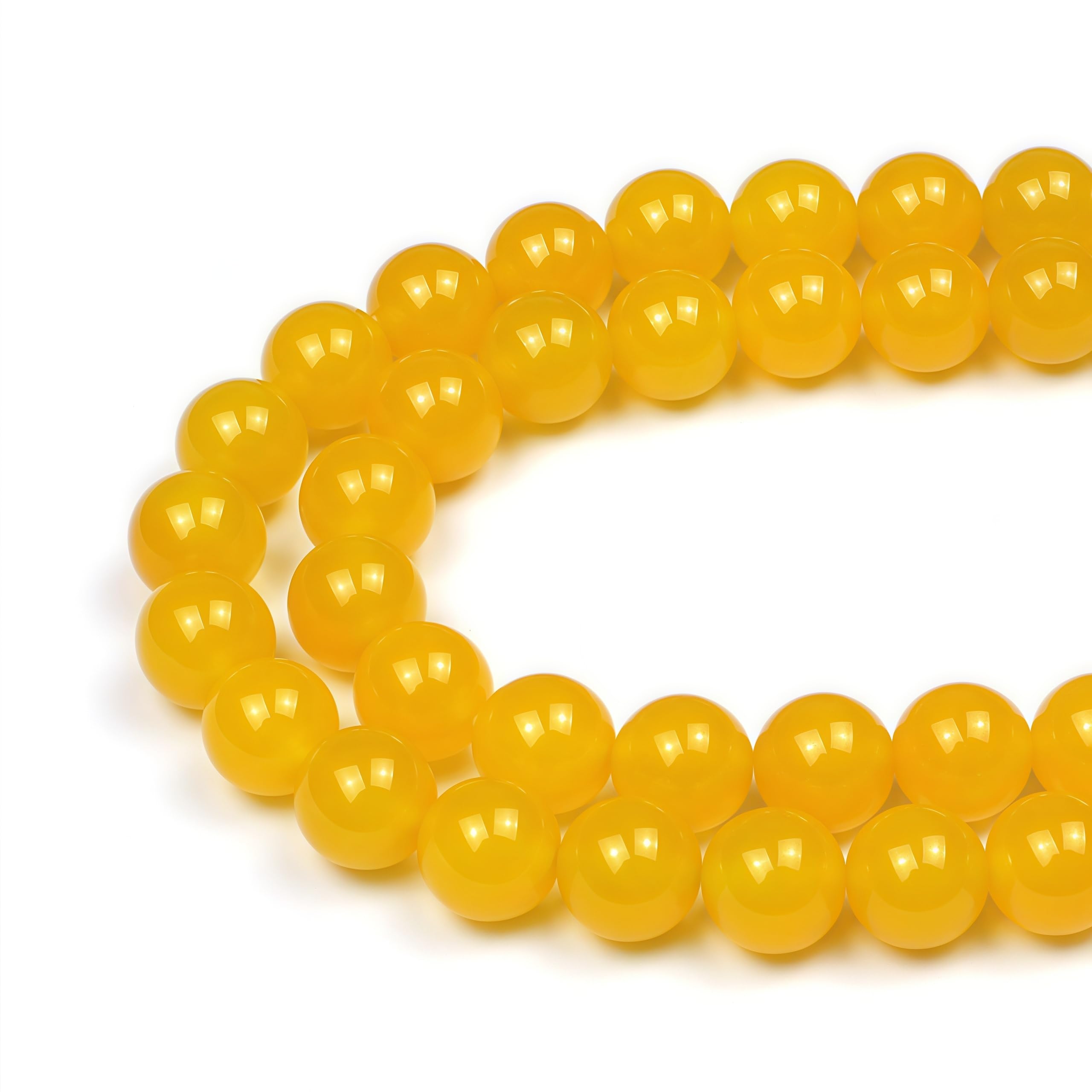 MJDCB Natural Round Stone Beads 8mm Yellow Agate Loose Gemstone Beads for Jewelry Making Bracelet Necklace 43pcs