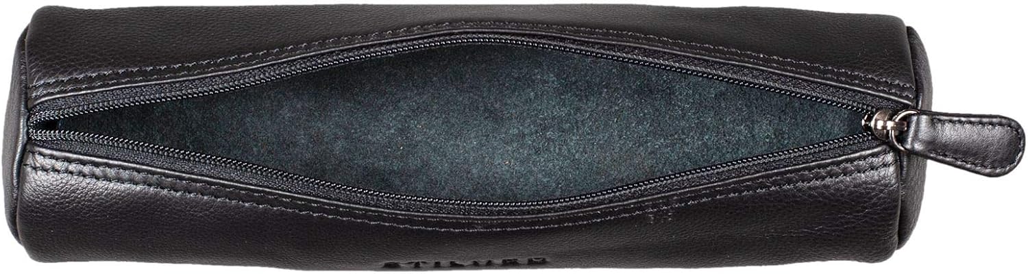 STILORD "Miller" Pencil Roll Case Leather Vintage Pen Pouch Round Organiser for Women Men Stationary Case Slim in Genuine Leather Colour:Black - Image 5