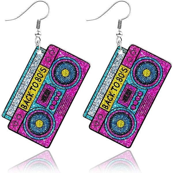 CWVHQ 80s Cassette Tape Dangle Earrings - Acrylic Retro Statement Earrings For Women - View #6