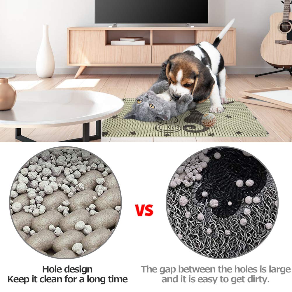 RioRand Cat Litter Mat Trapper Mat 30X18 Inch Honeycomb Double Layer Design Easy Clean Pet Feeding Mat for Litter Boxes