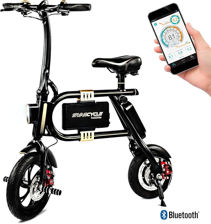 SWAGTRON SwagCycle EBike Folding Electric Bicycle with 10 Mile Range