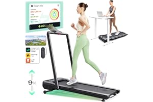 Smart Treadmill with 9% Auto Incline, Hiking and Running Walking Pad Treadmills for Home Office, Treadmill with UREVO APP, AI Powered Music Course, HIIT Programs Synced to Scenic Route, One-Click Mute