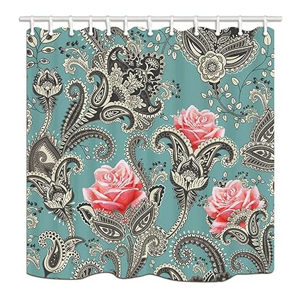 Amazon Com Gohebe Paisley Shower Curtains For Bathroom Abstract