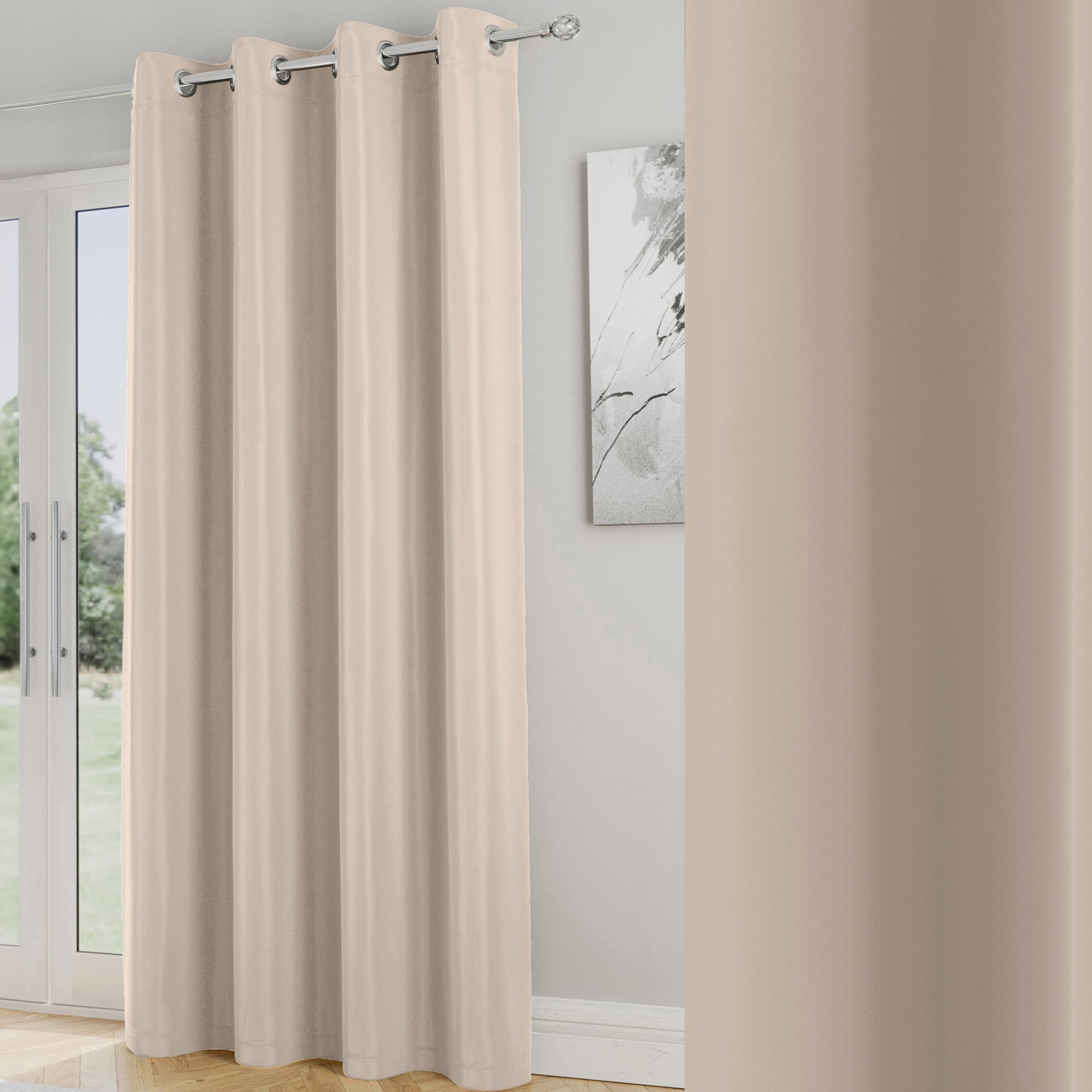 Enhanced Living Nightfall Plain Supersoft Natural Thermal Blockout Single Eyelet Door Curtain - 66 x 84 inch (168 x 214cm) - Energy Saving & Noise Reducing Door Curtain for Living Room & Bedroom